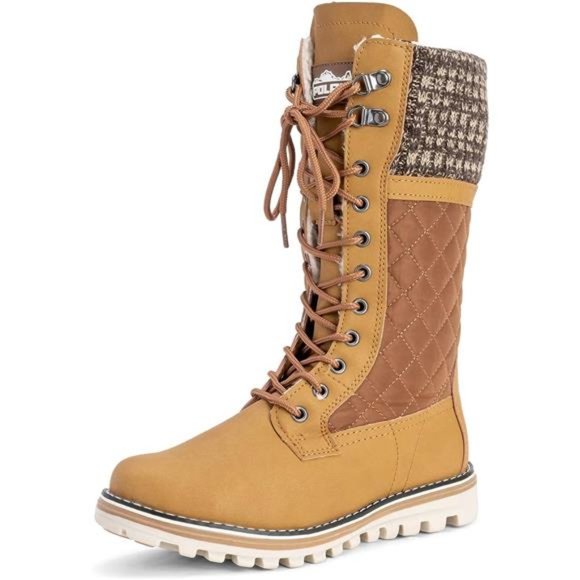 Women's Faux Fur Warm Thermal Waterproof Snow Winter Rubber Sole Calf Boots